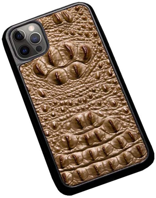 Étui en cuir iPhone 12 Pro Max luxe motif crocodile marron protecteur