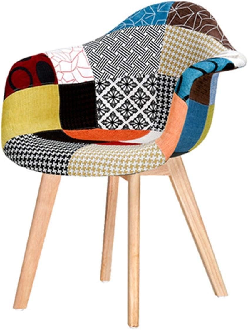 Buybuy Poltroncina Serie Picasso con Seduta in Tessuto Patchwork Colorato Cucito a Mano Imbottito di Morbida Spugna, Piedi in Legno di Faggio, Stile Moderno