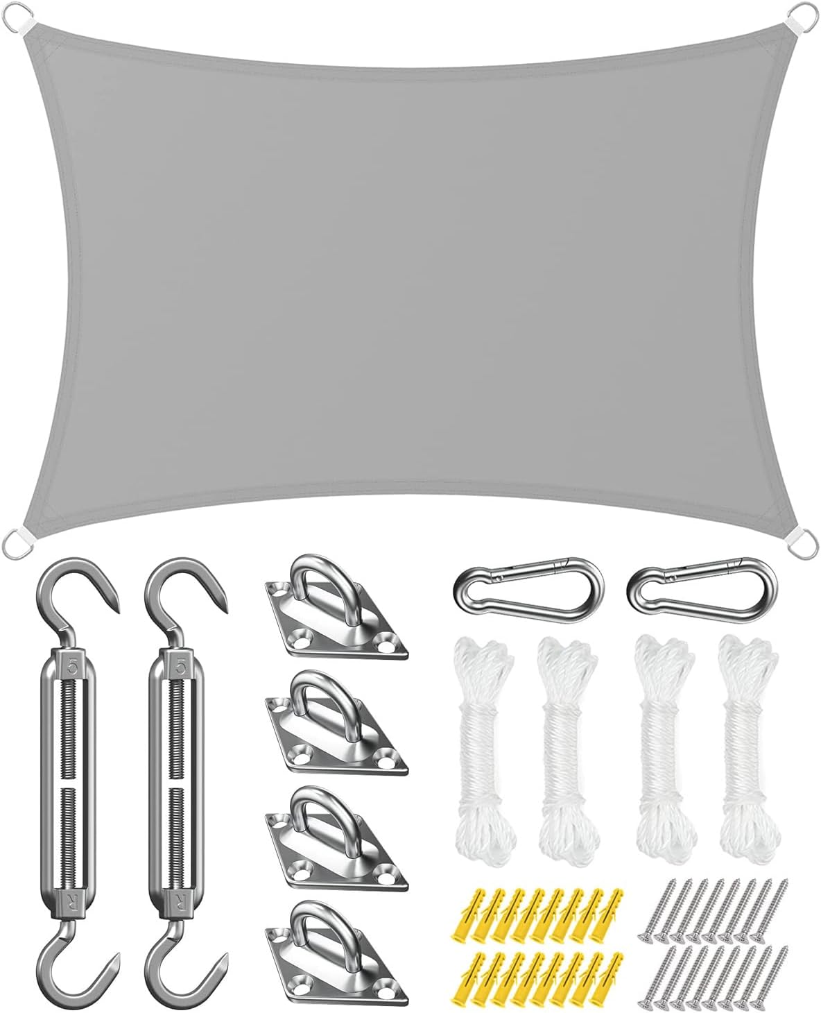 Maxesla Sun Shade Sail Rectangle Waterproof, 420D Oxford Waterproof Garden Shade Canopy, Garden Canopy with Awning Attachment for Garden Beach Patio, 98% UV Block, Free Fixing Kit, 2 x 3m, Grey Maxesla Sun Shade Sail Rectangle Waterproof, 420D Oxford Waterproof Garden Shade Canopy, Garden Canopy with Awning Attachment for Garden Beach Patio, 98% UV Block, Free Fixing Kit, 2 x 3m, Grey