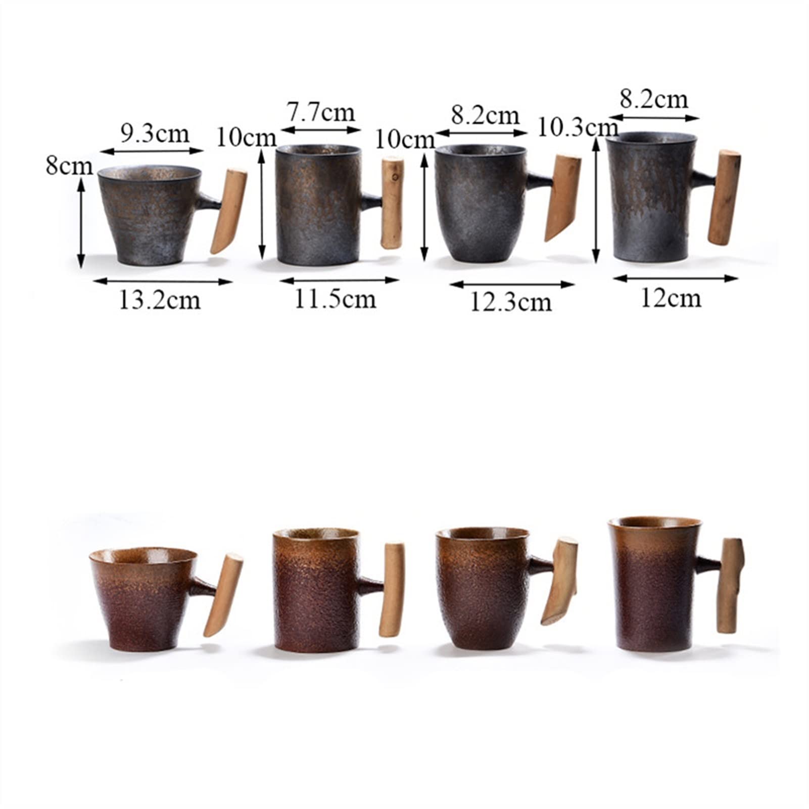 Duże ceramiczne kubki do kawy, Zestaw filiżanek i spodków do herbaty w różnych stylach(Style-2 a)