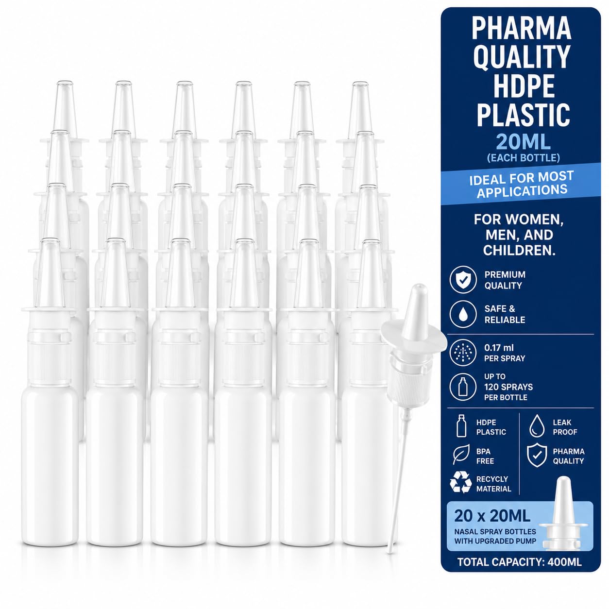 JULLY! Refillable Nasal Spray Bottles – HDPE Pump Mist Sprayers