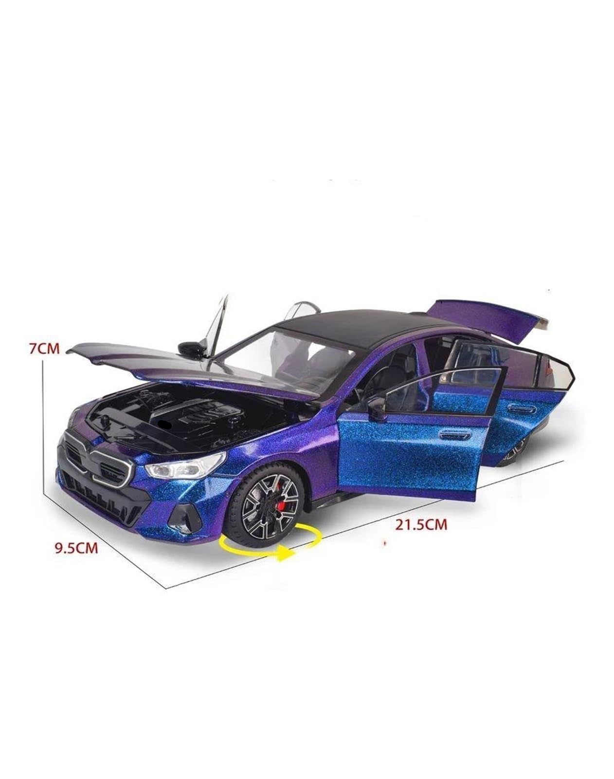 Modellino Pressofuso Auto in Scala 1:24 per BMW I5 M60 Modellino di Auto in Metallo Pressofuso(Viola)