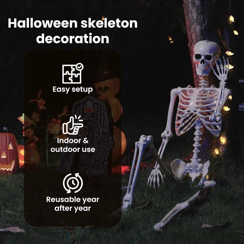 vidaXL Scheletro di Halloween 2 pz Bianco 85 cm PVC