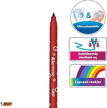 BIC Kids Kid Couleur Keçeli Boya Kalemi, 12'li Kutu