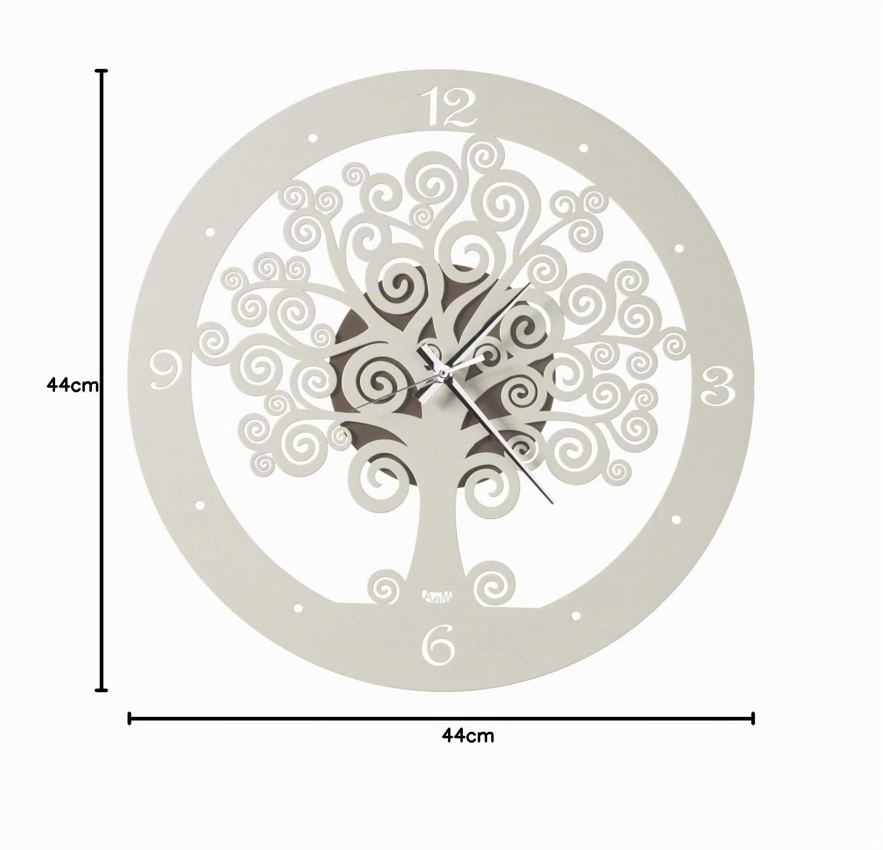 Arti & Mestieri Albero della Vita - Orologio da Parete di Design 100% Made in Italy - in Ferro, Diametro 44 cm - Bronzo e Avorio