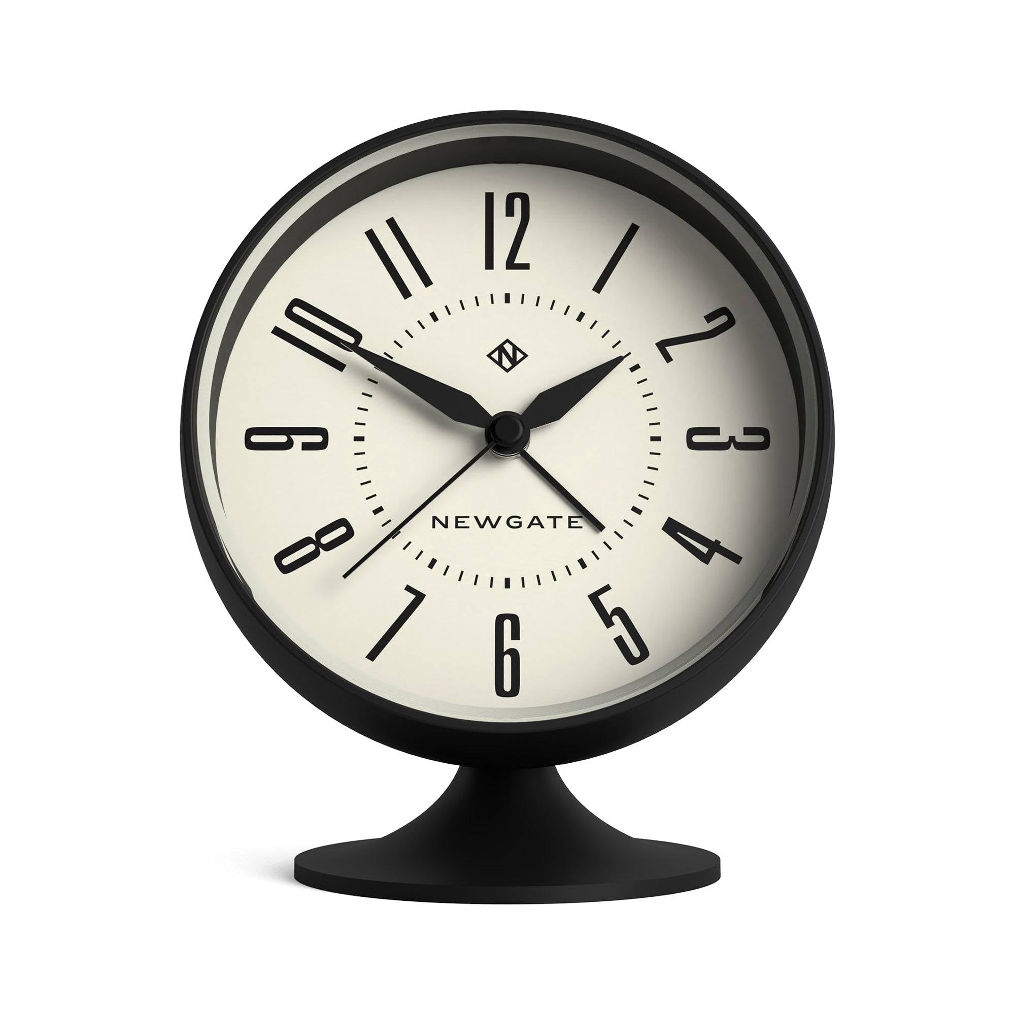 NEWGATE® Spheric Alarm Clock | Iconic Dome Retro Design | Black Soft Rubberised Finish | Ideal for Bedside, Desk or Shelf | Mid Century Bedroom & Office Accessory