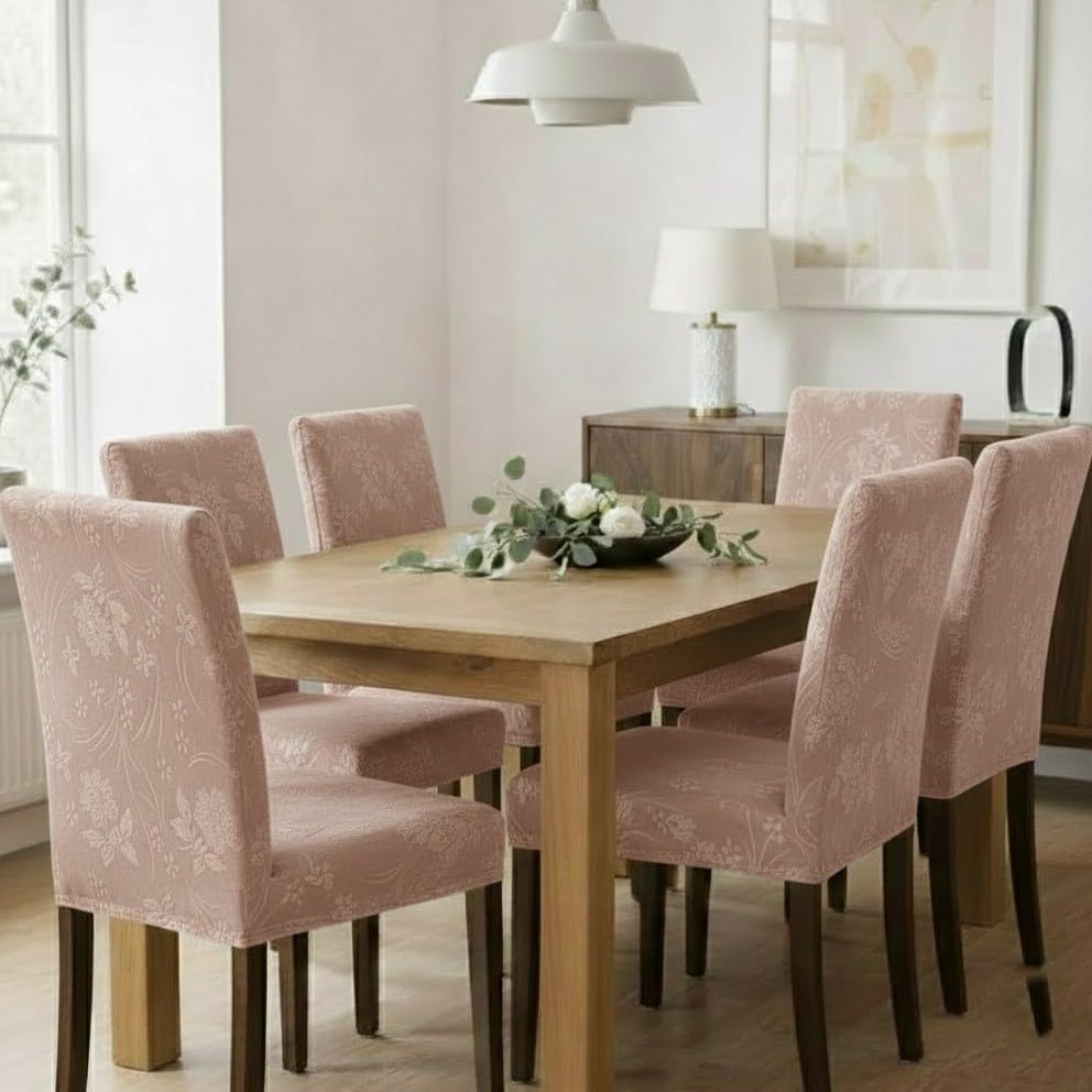 HOMETHREADS High-Elasticity Velvet Fabric Chair Cover–Long-Lasting, Washable Protective Cover Ideal for Dining Chairs, Kitchen Seating, Cafés, and Event Spaces (Beige, Pack of 6)-image-44