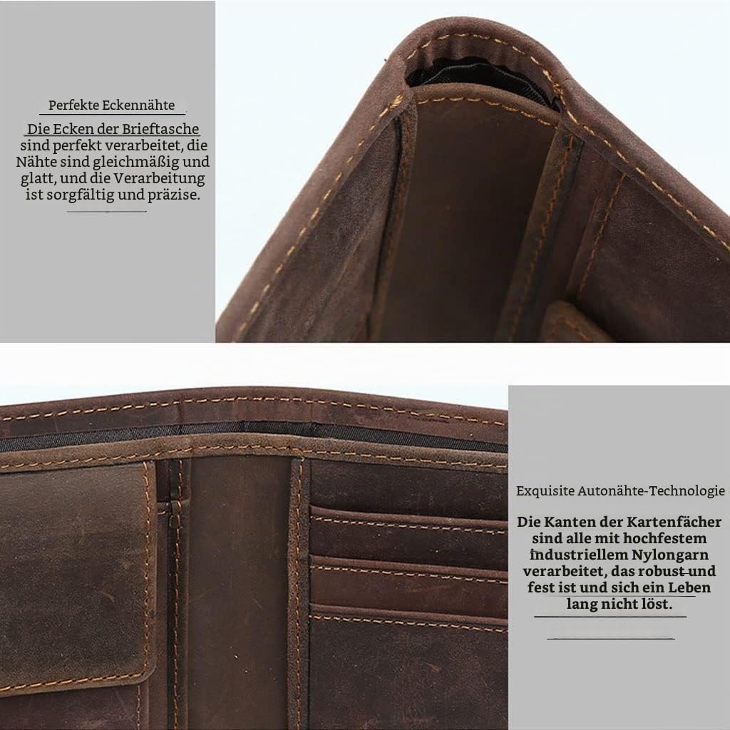 NOKTAI Viking Vegvisir Ledergeldbörse für Herren, Gravierte Kompass-Runen-Amulett-Geldbörse, Schlanke Bifold-Brieftaschen mit Großer Kapazität Geschenke für Ehemann, Vater