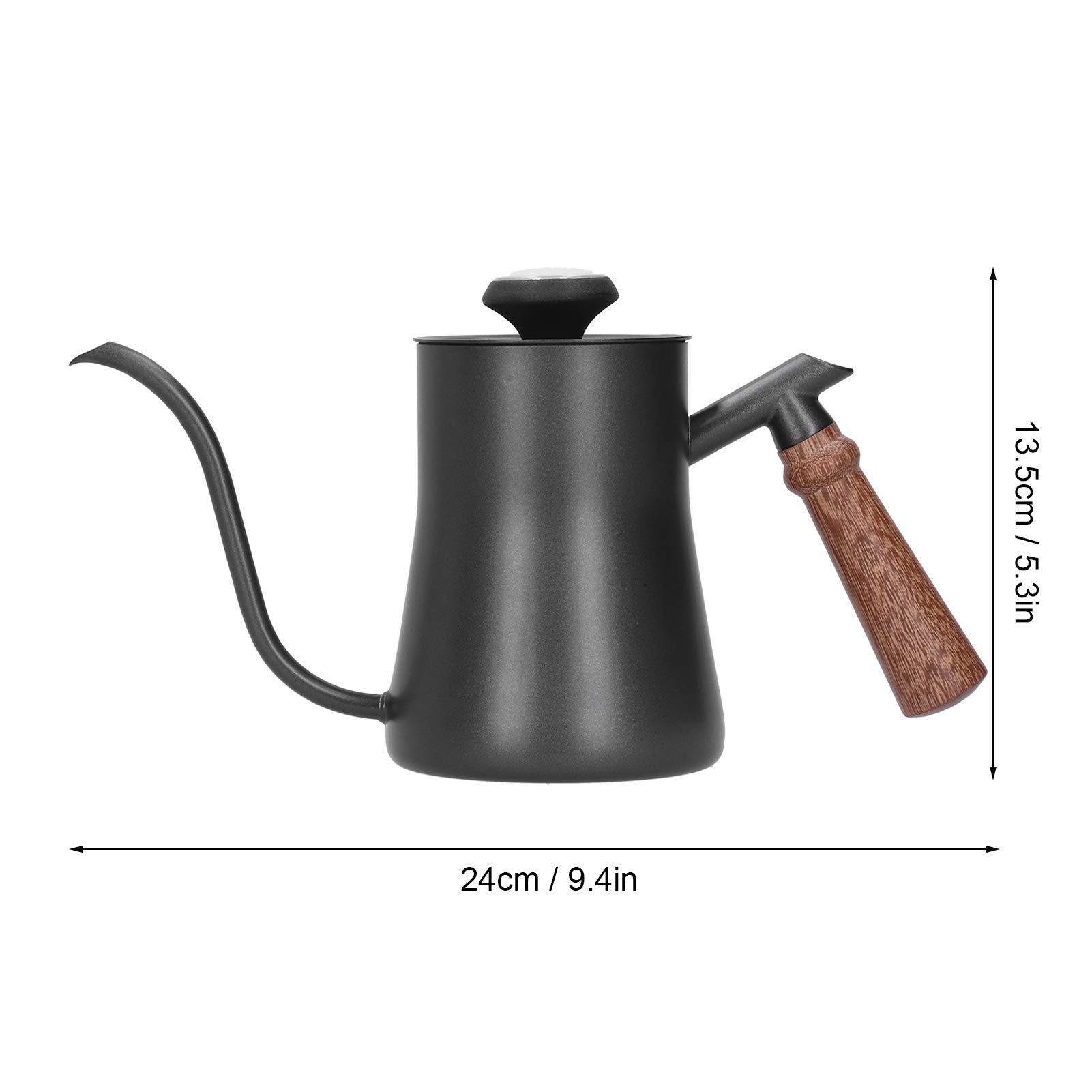 TOPINCN Caffettiera in Acciaio Inossidabile Bollitore con Beccuccio Lungo e Stretto da 650 Ml con Termometro per gli Amanti del caffè (#1)