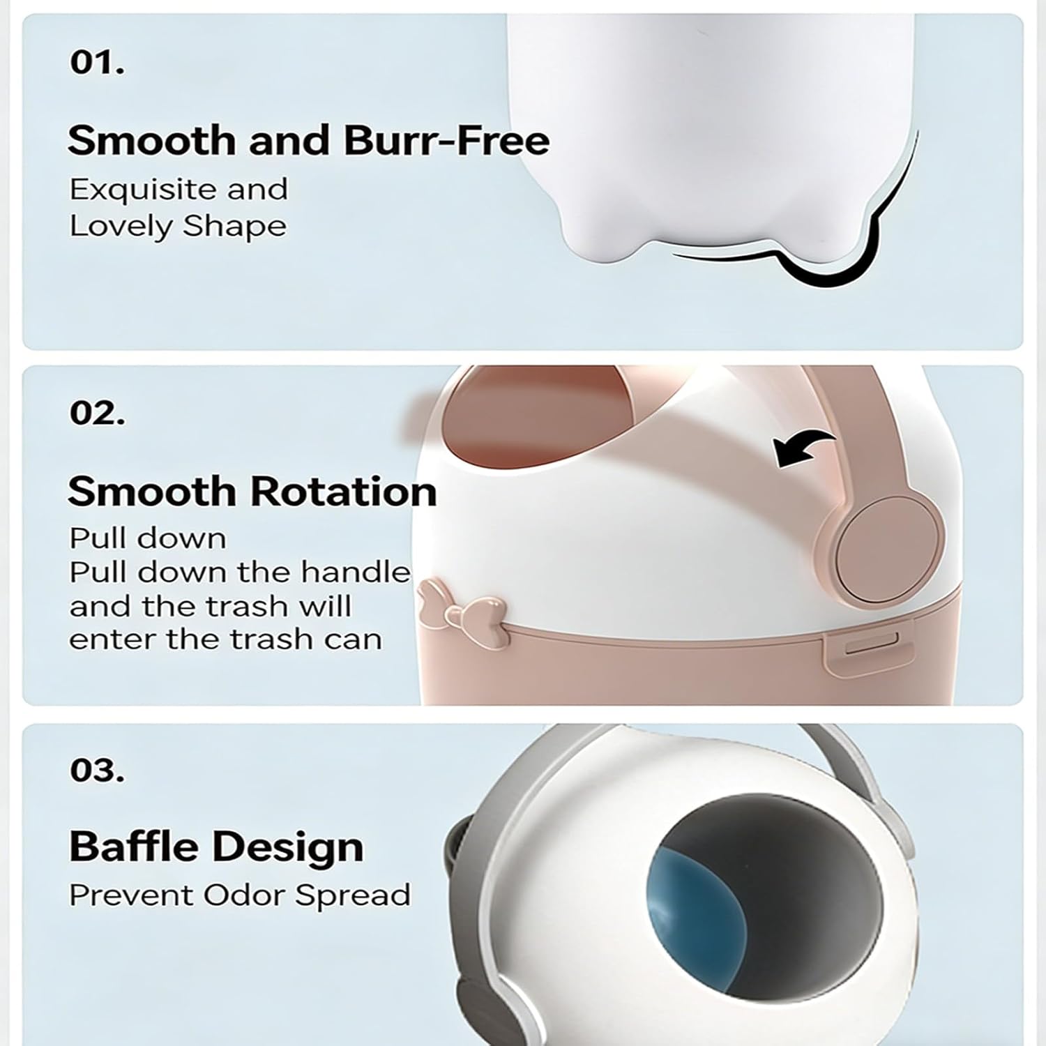 Diaper Pail Odors Less Diaper Disposal Unscented Nappy Diapers Bins 15L Capacity Refills with Any Bags Small Garbage Can