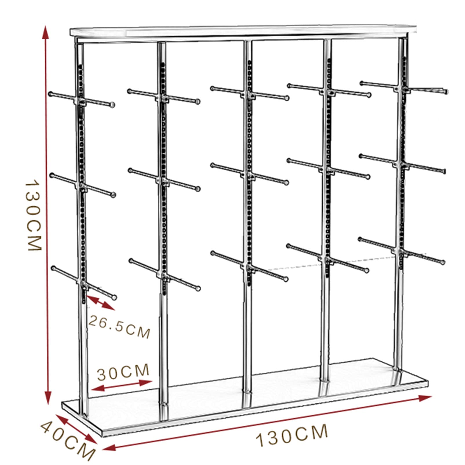Regulowany dwustronny stojak na ubrania – nowoczesna oszczędność miejsca do sklepów odzieżowych biustonosz i bielizna nizer solidny metalowy wieszak stojak (czarny, 130 x 40 x 130 cm)