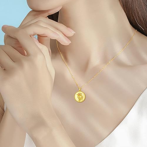 Miniatura 4 de LONAGO Collar con colgante de flor de nacimiento, margarita, lirio, loto, clavel, mes, flor floral, disco redondo, moneda, collar con colgante de