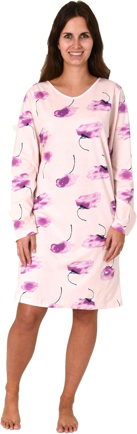 Ladies' care nursing nightgown long-sleeved with open back with practical tie fastener