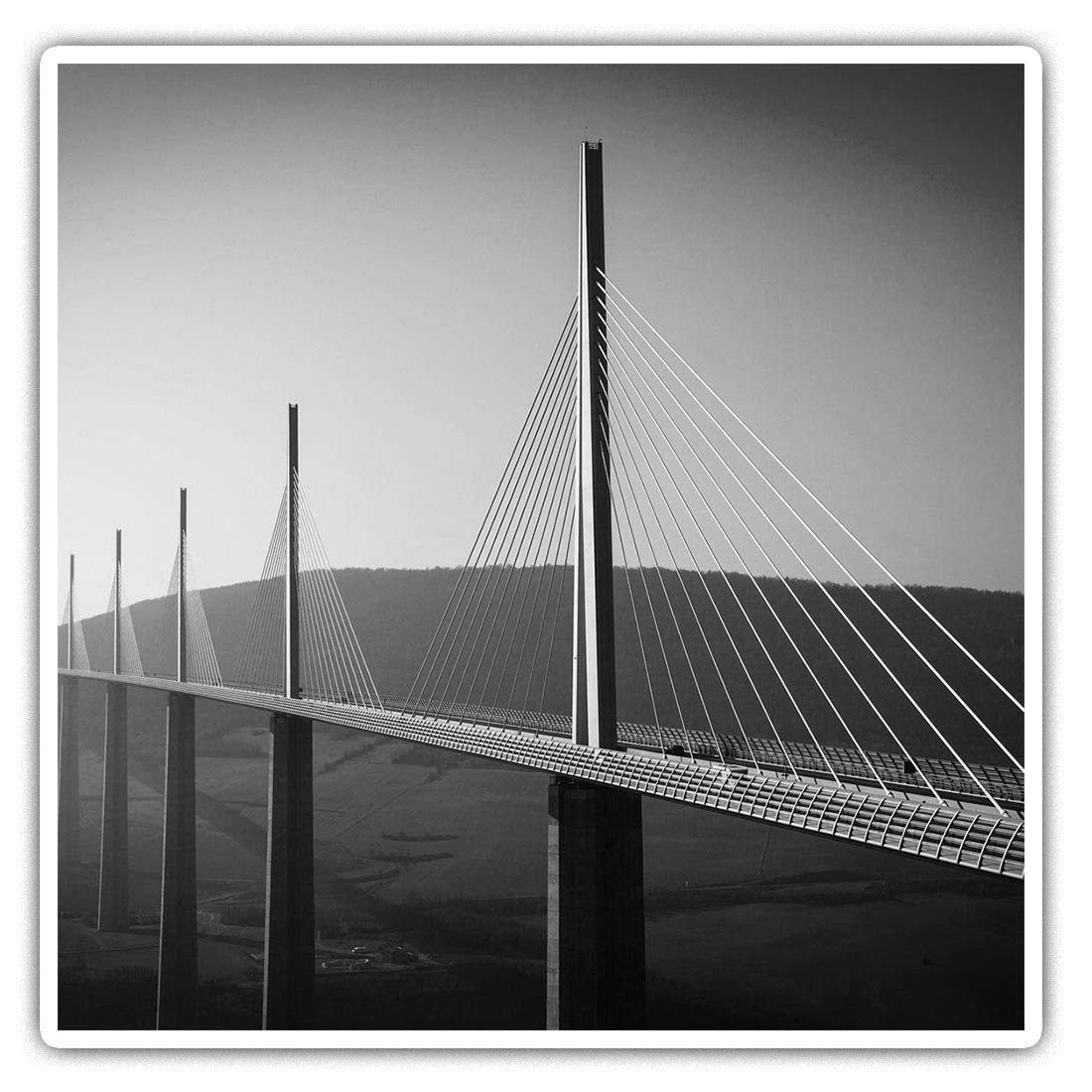 Destination Vinyl Ltd Multi 2 X Square 7.5Cm Vinyl Stickers - Millau Viaduct France Bridge 41579