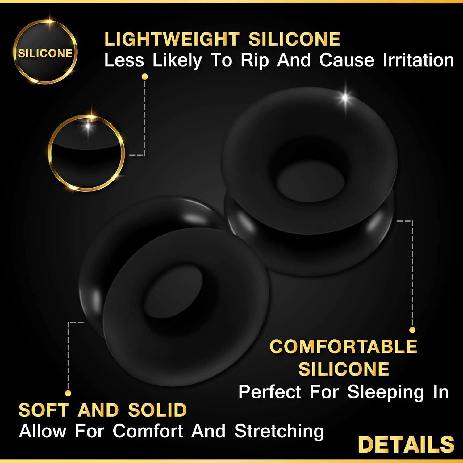 2PCS Silicone Black Double Flared Saddle Stretcher Ear Tunnel Gauge Plug Earring Lobe Piercing Jewelry Pick Size