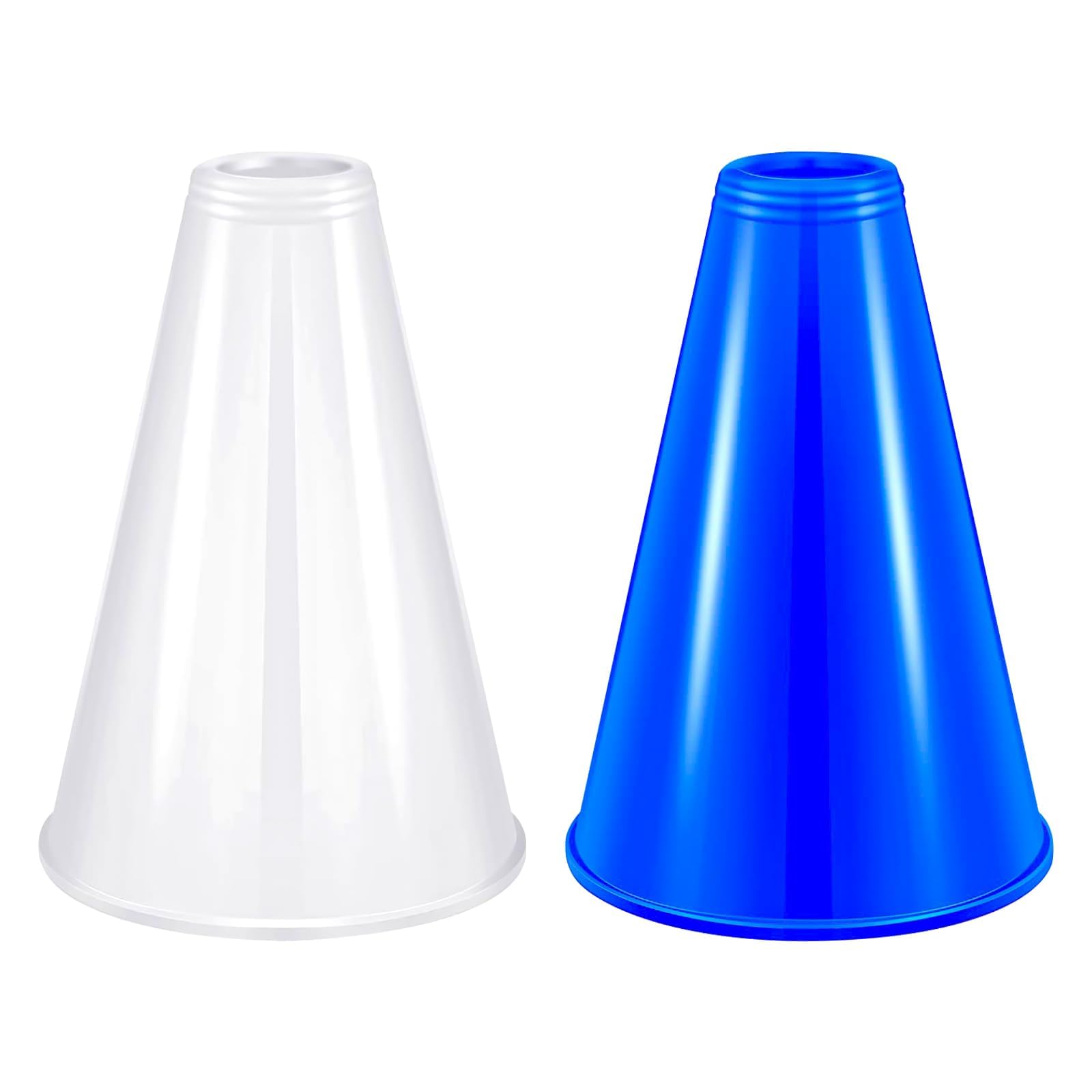 2 Pcs Plastic Cheer Megaphone for DIY Party Accessory for School Outdoor Activities Party Favors Sports Match Game (White,Blue)
