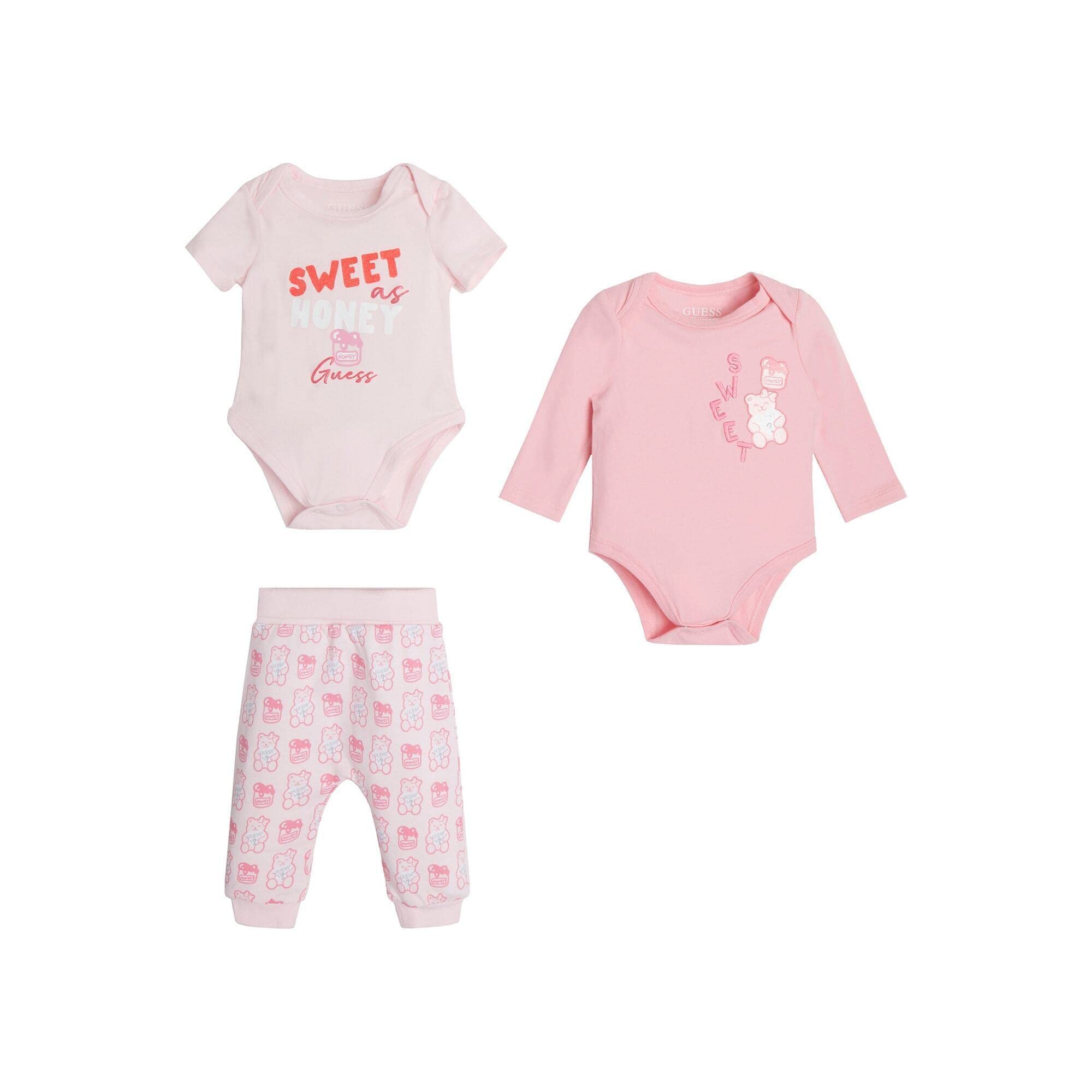 Guess Zestaw składający się z body + body z długim rękawem + strój do joggingu, dla niemowląt, dziewczynek