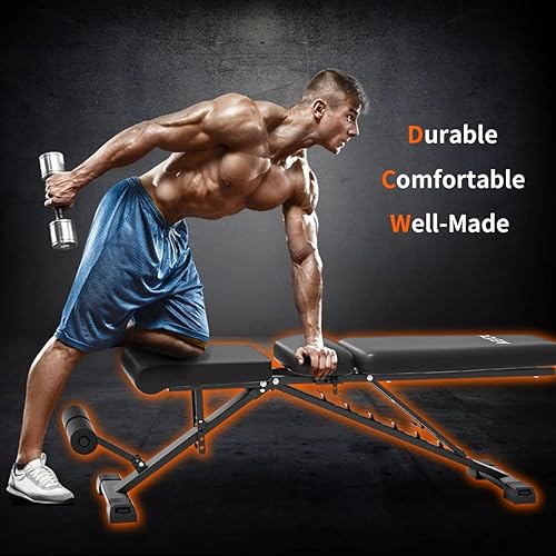 Miniatura 7 de VEICK Weight Bench, Workout Bench, Bench Press, Adjustable Foldable Incline Bench for Home Gym, Exercise Bench for Stength Training