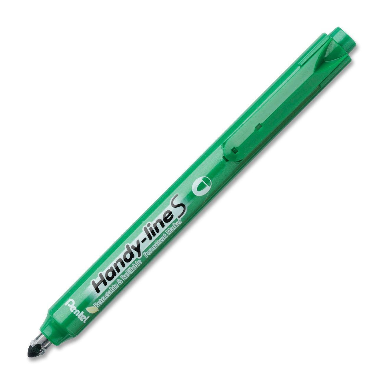Pentel Handy-Line Retractable S-Permanent Markers, Green Category (NXS15-D)