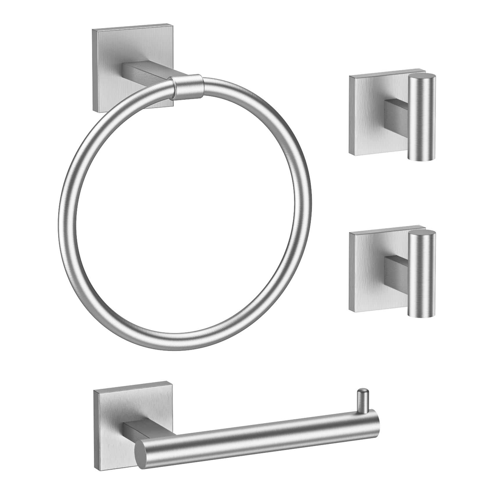 Brushed Nickel Towel Holder Set 4 Piece Bathroom Accessories Set SUS304 Stainless Steel Towel Ring Set Wall Mounted