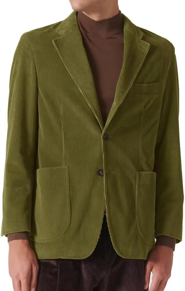 Men's Casual Corduroy Blazer Two Button Tweed Sport Coat Slim Fit Suit Jacket for Men Casual Blazer Work Business Wear - Image 2