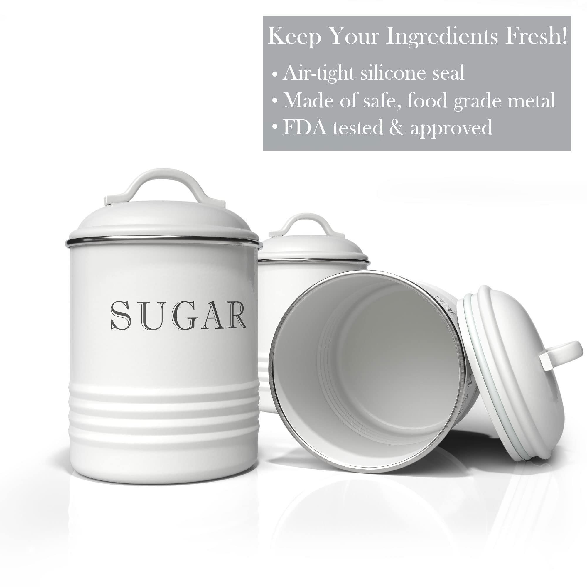 Barnyard Designs White Canister Sets for Kitchen Counter, Vintage