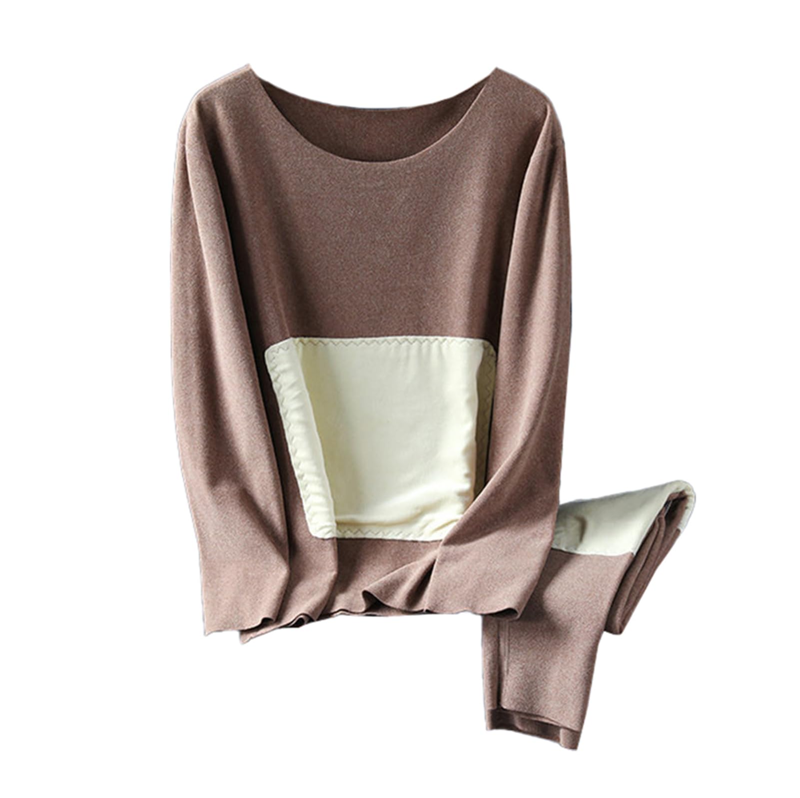 2-Piece Long Johns Thermal Underwear for Men Autumn/winter Fleece Lined Base Layer Set With warm patches XL-4XL