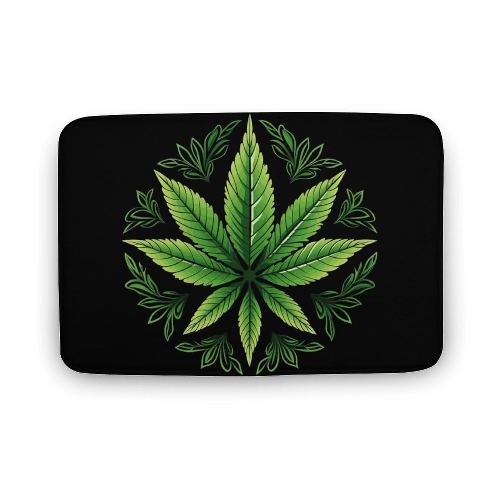 Weed Leaf Coral Velvet Rugs Non-Slip Bathroom Rugs Soft Kitchen Rug Floor Carpet for Home Decor 15.7