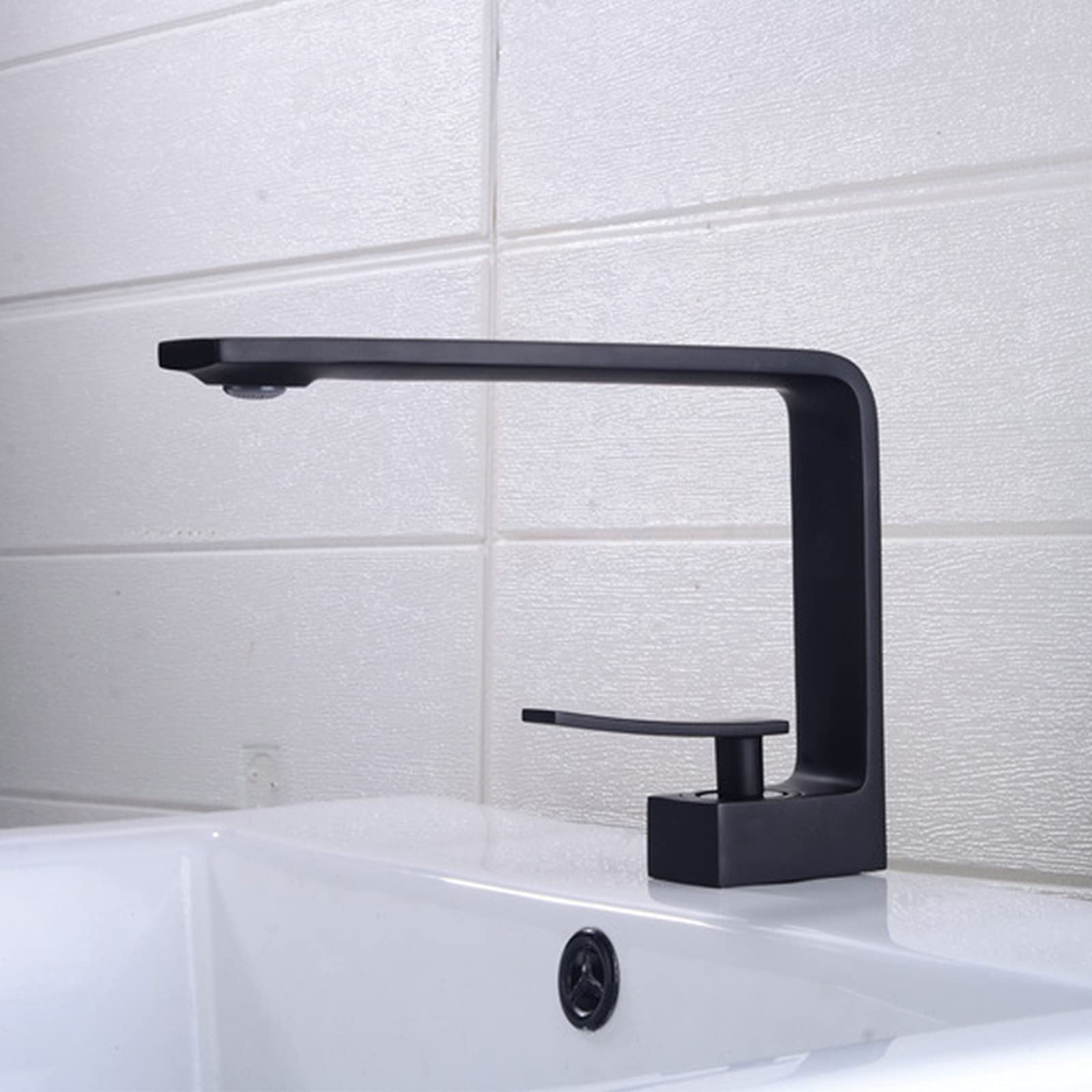 Robinet de lavabo mitigeur chaud-froid monotrou robinets lavabos peinture carrée noire