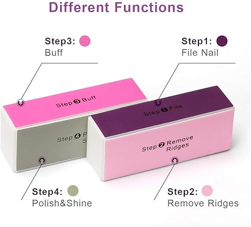 Miniatura 4 de AHIER - Bloque pulidor de uñas, 10 unidades, 4 vías, colorido, pulidor de brillo, lima de uñas, lima de manicura, limas de lijado