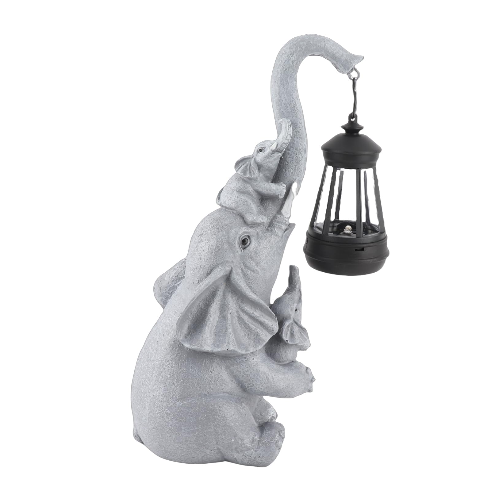 Statua del Giardino Solare Dell'elefante Bella Madre del Bambino Figurine Lanterna Scultura per la Decorazione Esterna Materiale in Resina