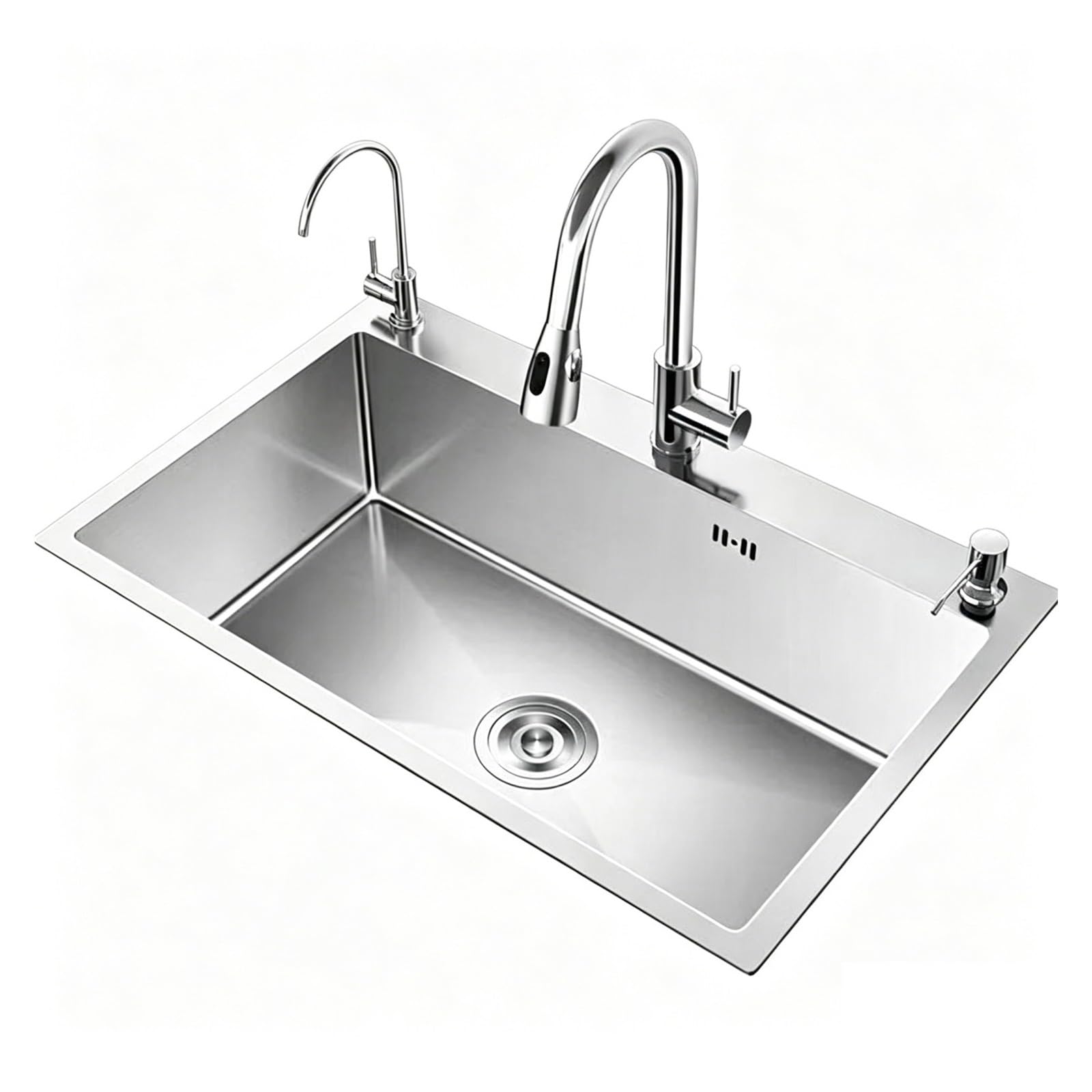 Pqlxjjyur 55X40cm-E Thickened 304 Stainless Steel Single Sink Kitchen Undermount Dishwashing Trough For Home Improvement Easy To Clean Maintain