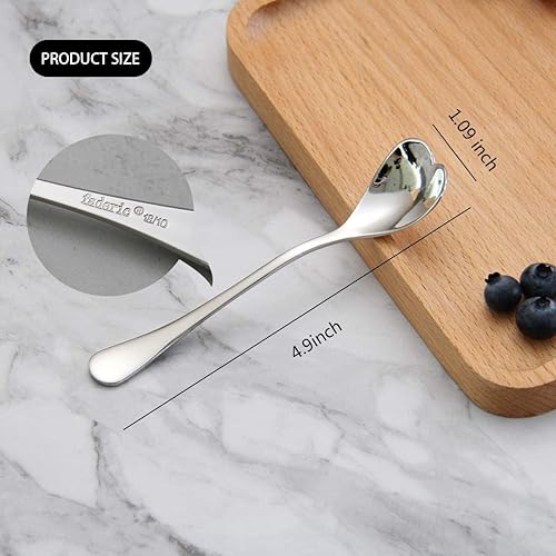Miniatura 2 de Demitasse - Cucharas de café, 4.9 pulgadas de acero inoxidable 1810, juego de 6, bonita cuchara agitadora en forma de corazón para té, café
