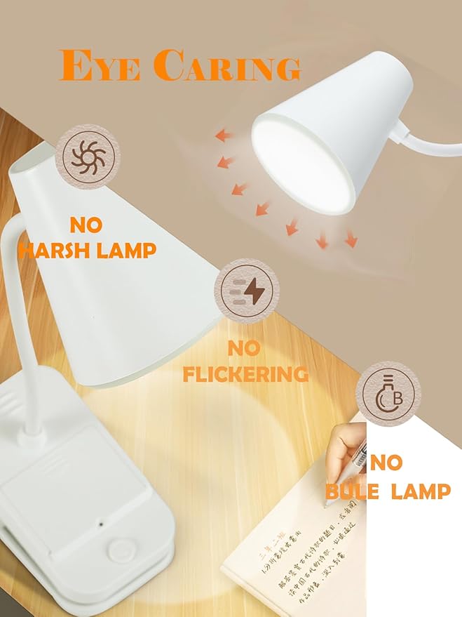 BJack Bright Reading Lamp,360°Flexible Gooseneck Eye Protection Book Light with USB Cable Provided, Easy Clip On Desk for Night Studying in Bed, Mini Desk Lamps Small Spaces (1) photo 3