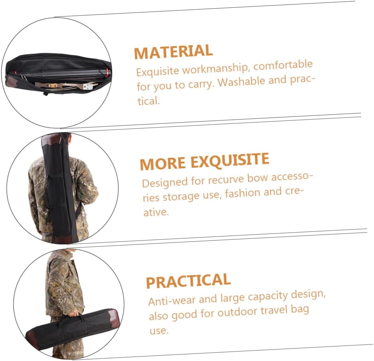 1pc Recurve Bow Storage Bag Washable Outdoor Carry Case Capacity for Arrows and Bows Lightweight Design for Hunting and Travel Suitable for Left and Right-hand Users