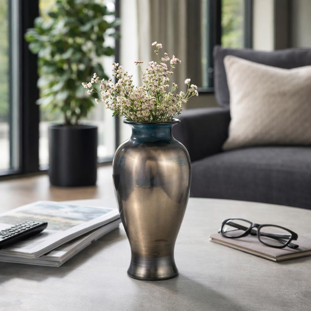 Sagebrook Home Glass, 12" H Olpe Vase, Teal, Glass, Contemporary, 6" L X 6" W X 12" H,