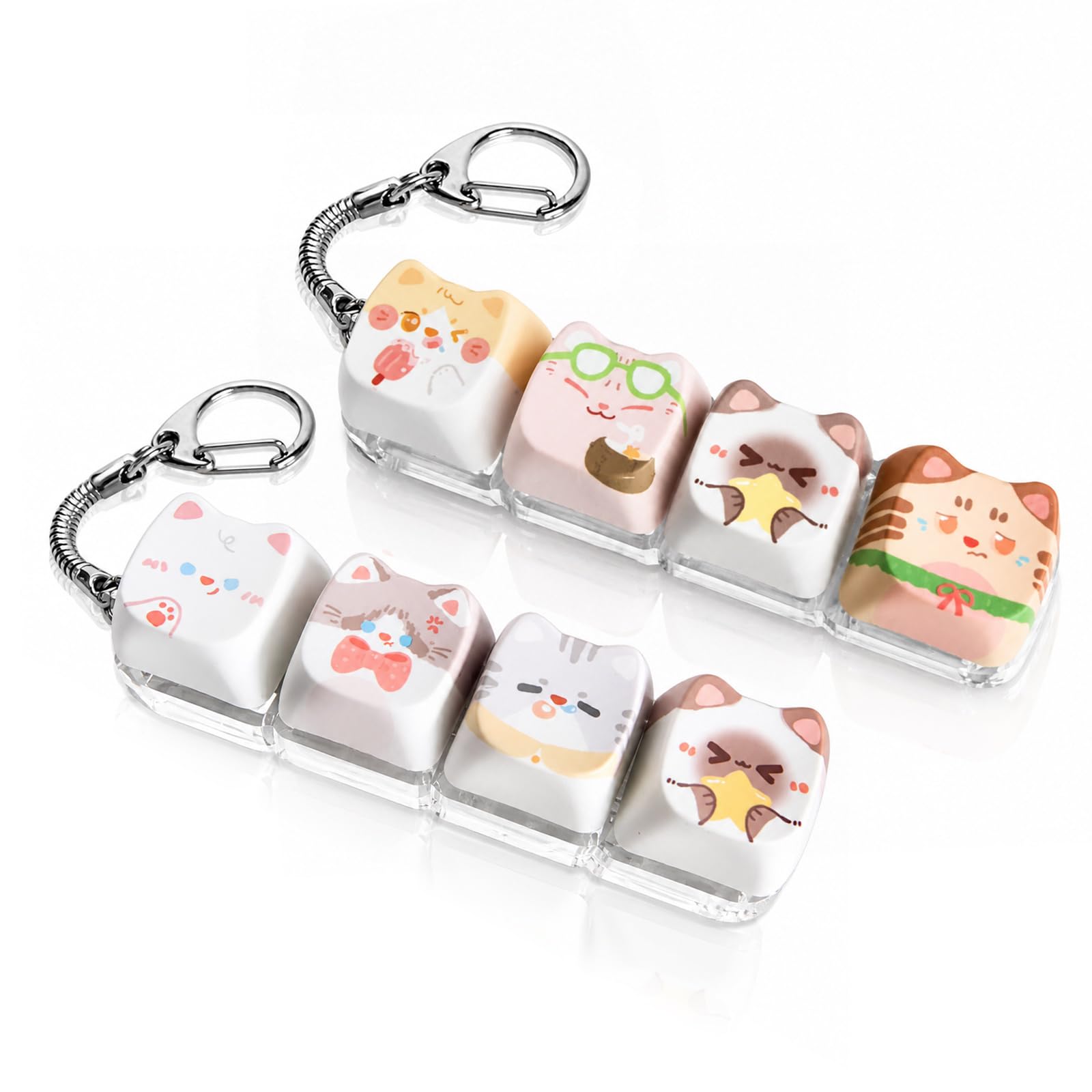 2 Pack Colourful Cat Keyboard Fidget Toy Light Up Keychain 7.5 x 3 x 2cm