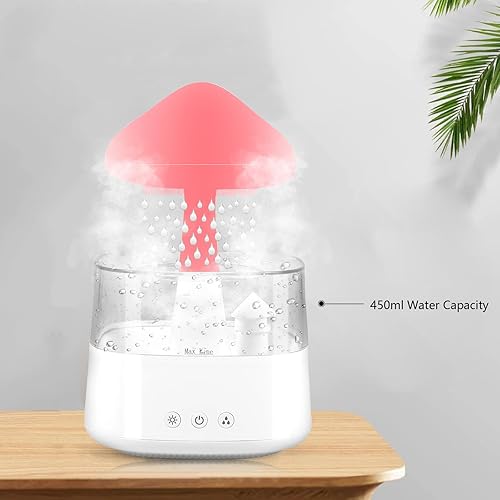 Miniatura 7 de Humidificador de nube de lluvia con 7 luces de colores, difusor de lluvia y nube, lámpara de cascada, humidificador de nube de lluvia relajante,