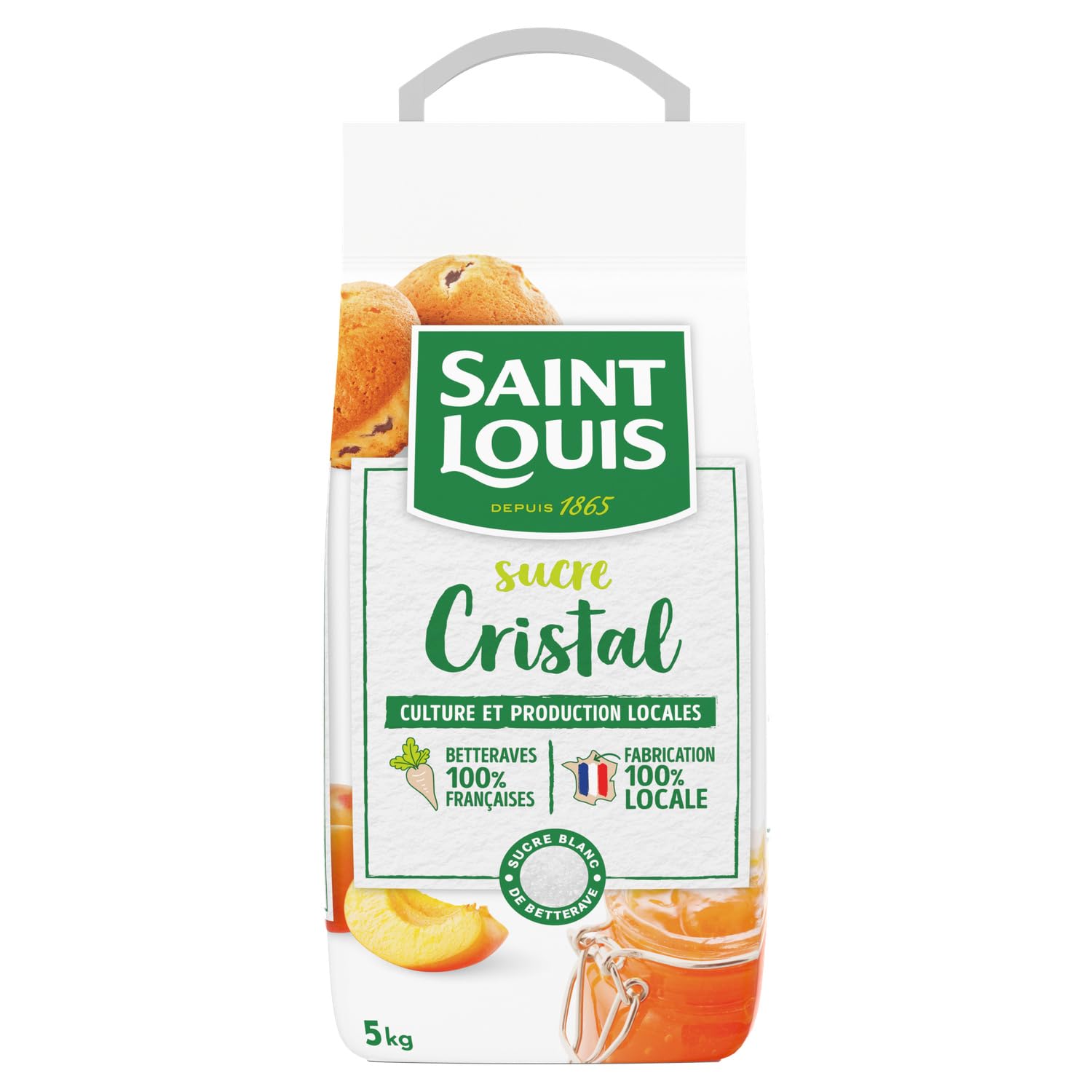 Sucre Cristal de betterave 5 kg — sucre blanc en poudre, betteraves cultivées et fabriquées en France, idéal pâtisserie et desserts maison - Lot de 3
