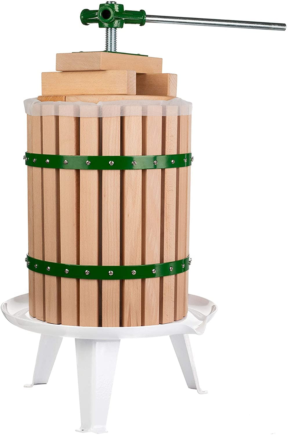 Ideal Effects Fruit Wine Apple Cider Press - xLarge 30L - 8 Gal Apple Press, Wood Basket, 2 Blocks, 