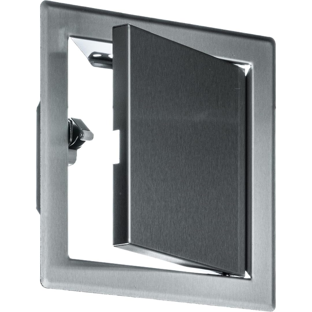 Europlast Stainless Steel 150X150mm Metal Access Panel With Snap Lock - Wall/Ceiling Hatch - 6X6 Inch Inspection Door