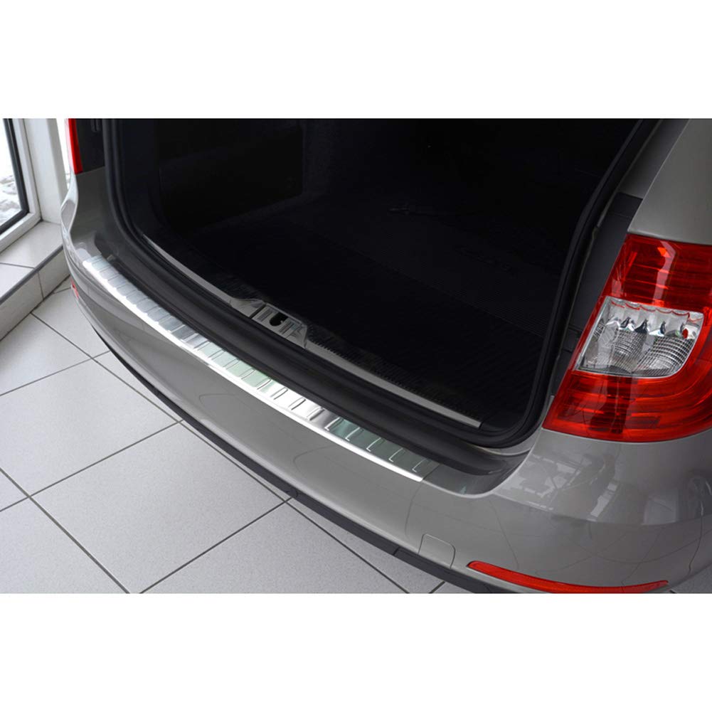 Avisa Silber Edelstahl Heckstoßstangenschutz Kompatibel Mit Skoda Superb Combi 2013-2015 'Ribs'