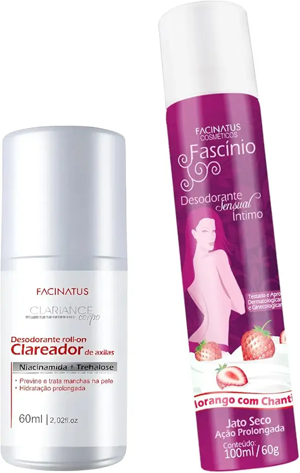 Desodorante Roll-on Clareador De Axilas + Desodorante Íntimo (Morango, Roll-on)