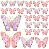 Outus Butterfly Party Decoration 48 Pcs Butterfly Centerpieces for Tables Large Paper Butterfly Table Toppers Centerpieces Wall Decor for Birthday Baby Shower Party Supplies (Pink, Purple)
