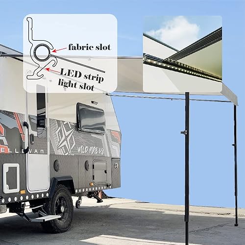 Miniatura 10 de Suncode Marco de toldo manual retráctil modular blanco para caravana, ensamblajes y tela para caravana, 5 rueda, remolques de viaje, transportistas