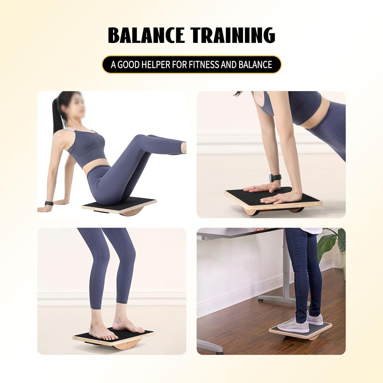 hjh OFFICE 830041 Balance Board ACTIV Wooden Wobble Board with PU Foam