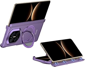 Fold Case for Huawei Mate X7, Built-in Stash Stand Phone Case, Scratch-Resistant Back Cover, Non-Slip EdgePC Matte Shockproof Slim Protective Cover for Mate X7 Purple