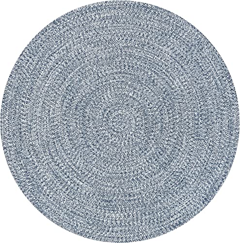 Image of Cotton Round Carpet 5x5 feet - Handmade Braided Boho Rug for Living Room, Bedroom & Balcony - Soft Washable Floor Mat, Color - Light Blue