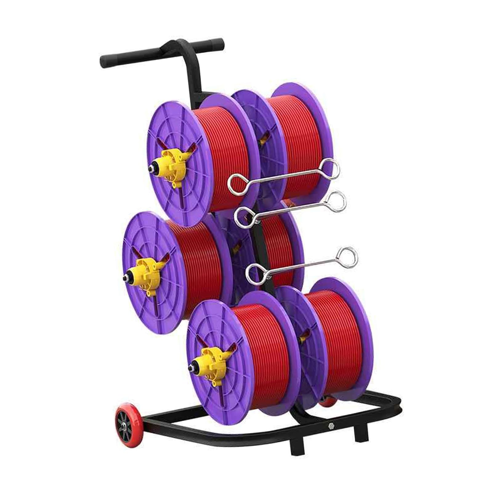 WDSOPK Wire Spool Rack with Wheels,4/6/8 Axle Cable Caddy,Removable Electrical Wire Spool Holder Cart,for Industrial and Retail Wire Pullers (6 reel)