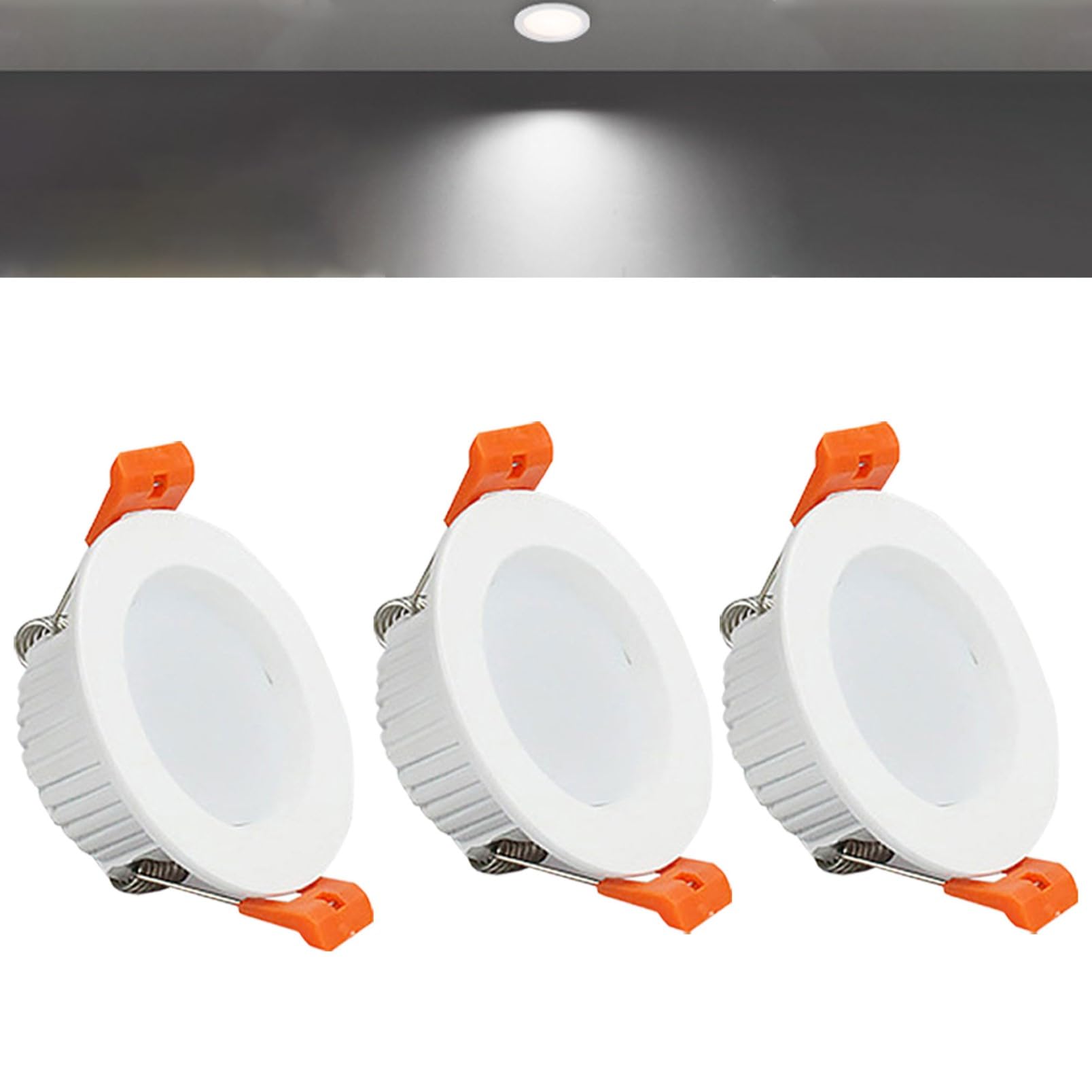 Ttiiloe Cold Light 3W Round Led Recessed Ceiling Spotlights, 6000K Cold White Ultra Slim Panel Ceiling Light, Cut Φ50-55Mm, Ac110-240V Downlights For Hallway Stairwell Showroom, 3 Pack